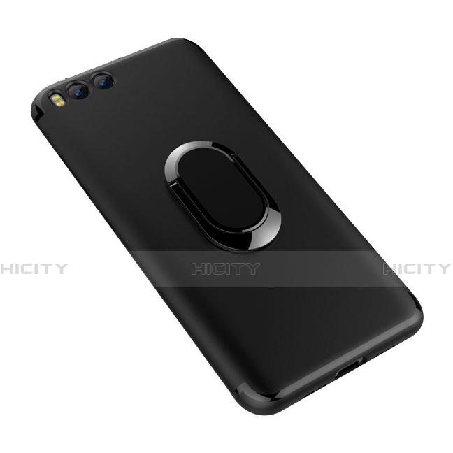 Funda Silicona Carcasa Ultrafina Goma con Anillo de dedo Soporte para Xiaomi Mi 6 Negro