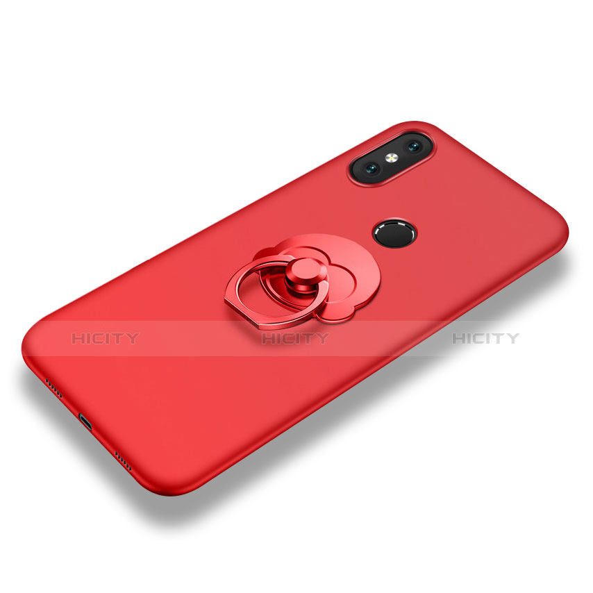 Funda Silicona Carcasa Ultrafina Goma con Anillo de dedo Soporte para Xiaomi Mi 8 SE Rojo