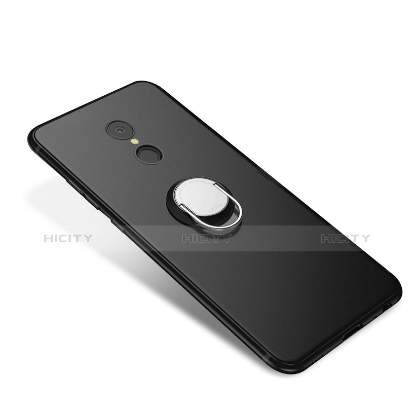 Funda Silicona Carcasa Ultrafina Goma con Anillo de dedo Soporte para Xiaomi Redmi 5 Negro