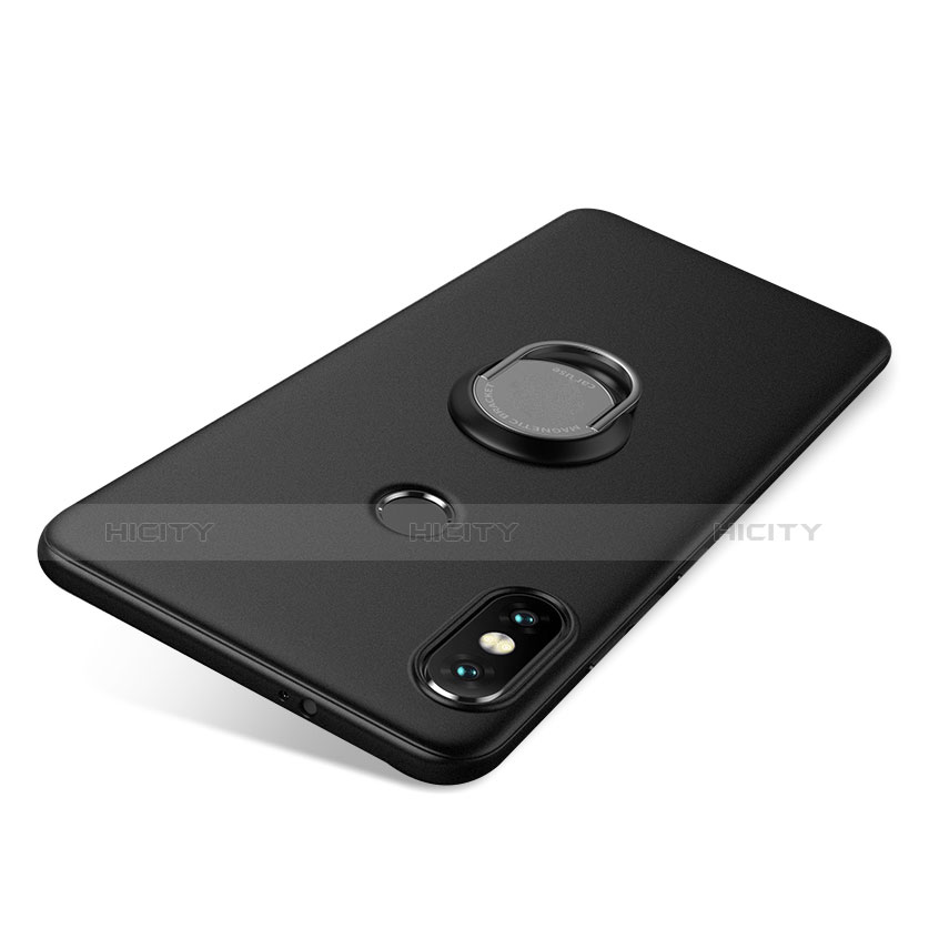 Funda Silicona Carcasa Ultrafina Goma con Anillo de dedo Soporte para Xiaomi Redmi Note 5 Pro Negro