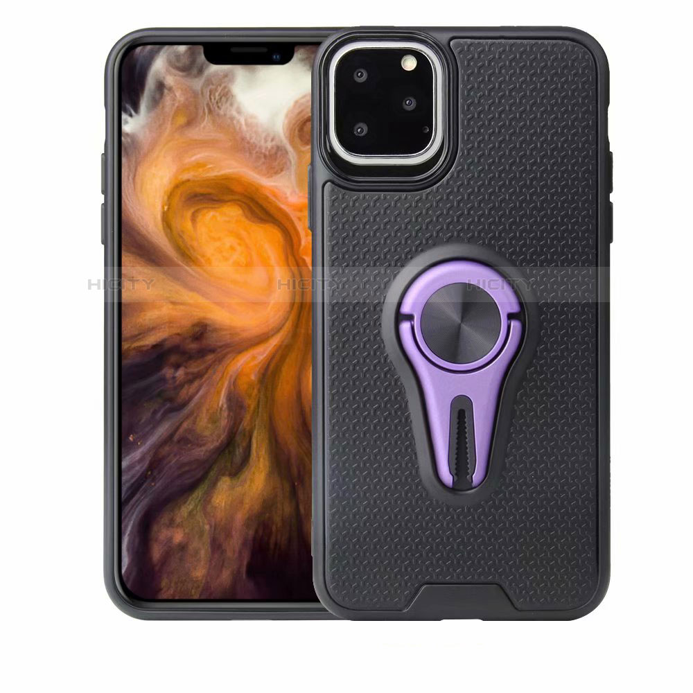 Funda Silicona Carcasa Ultrafina Goma con Magnetico Anillo de dedo Soporte A01 para Apple iPhone 11 Pro