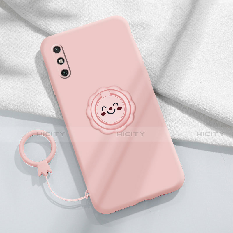 Funda Silicona Carcasa Ultrafina Goma con Magnetico Anillo de dedo Soporte A01 para Huawei Enjoy 10e