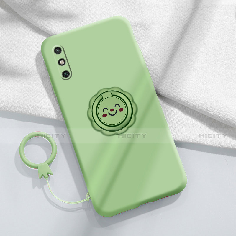 Funda Silicona Carcasa Ultrafina Goma con Magnetico Anillo de dedo Soporte A01 para Huawei Enjoy 10e