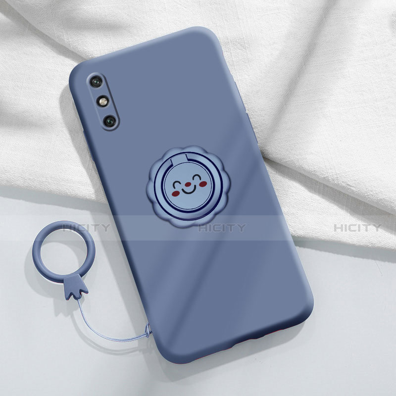 Funda Silicona Carcasa Ultrafina Goma con Magnetico Anillo de dedo Soporte A01 para Huawei Enjoy 10e Gris