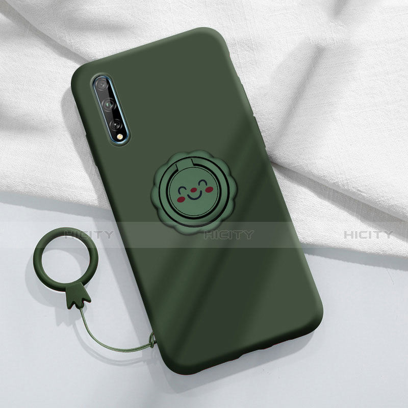 Funda Silicona Carcasa Ultrafina Goma con Magnetico Anillo de dedo Soporte A01 para Huawei Enjoy 10S