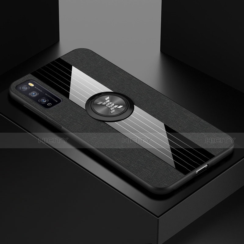 Funda Silicona Carcasa Ultrafina Goma con Magnetico Anillo de dedo Soporte A01 para Huawei Enjoy 20 Pro 5G Negro