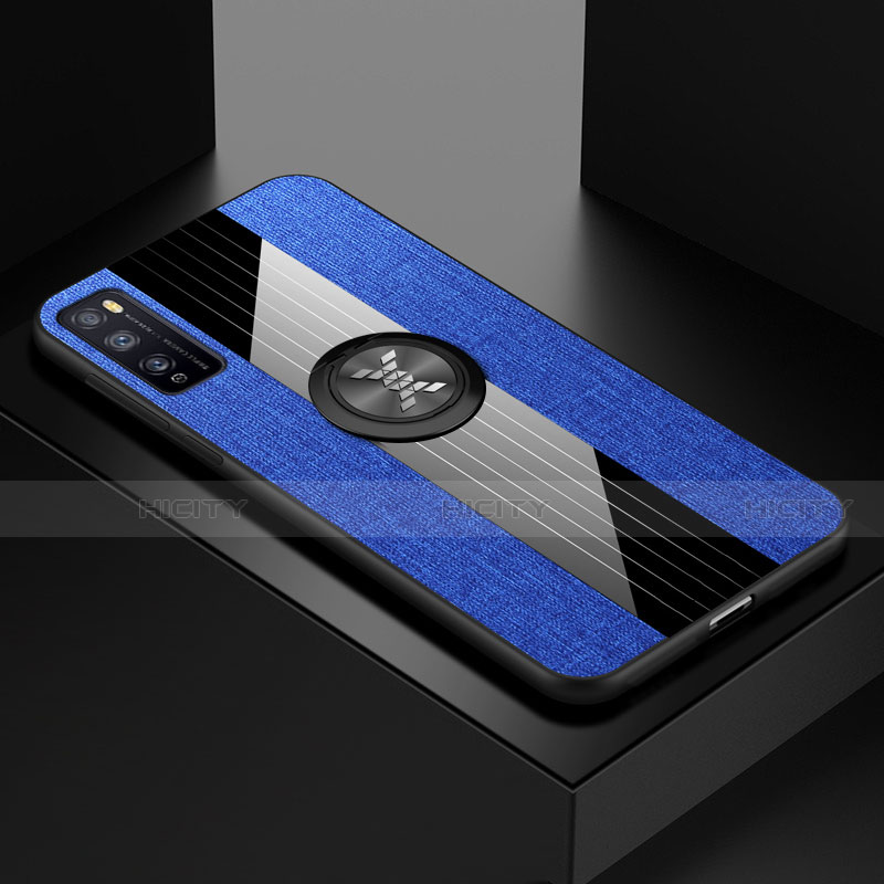 Funda Silicona Carcasa Ultrafina Goma con Magnetico Anillo de dedo Soporte A01 para Huawei Enjoy Z 5G Azul