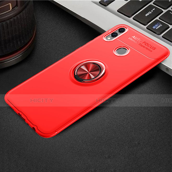 Funda Silicona Carcasa Ultrafina Goma con Magnetico Anillo de dedo Soporte A01 para Huawei Honor 8X Rojo