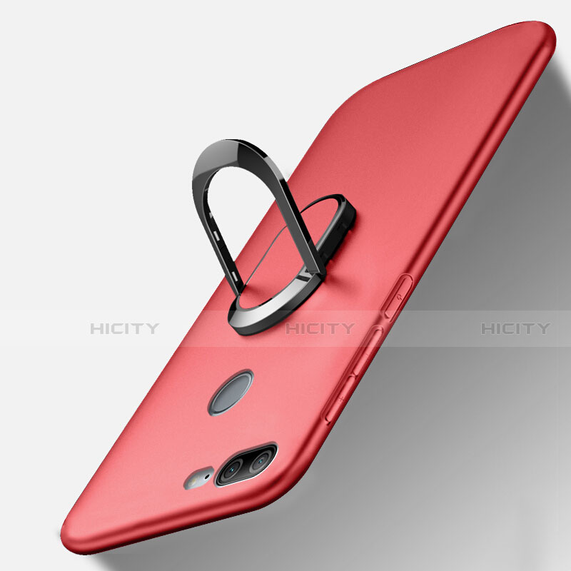 Funda Silicona Carcasa Ultrafina Goma con Magnetico Anillo de dedo Soporte A01 para Huawei Honor 9 Lite Rojo
