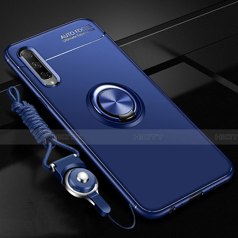 Funda Silicona Carcasa Ultrafina Goma con Magnetico Anillo de dedo Soporte A01 para Huawei Honor 9X Pro Azul