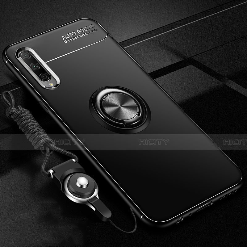 Funda Silicona Carcasa Ultrafina Goma con Magnetico Anillo de dedo Soporte A01 para Huawei Honor 9X Pro Negro