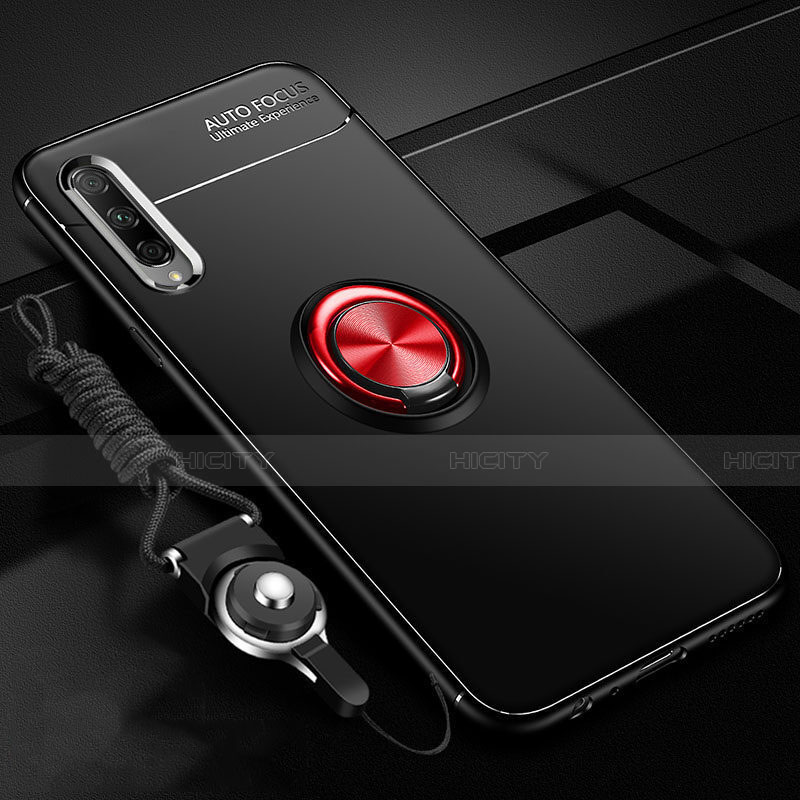 Funda Silicona Carcasa Ultrafina Goma con Magnetico Anillo de dedo Soporte A01 para Huawei Honor 9X Pro Rojo y Negro
