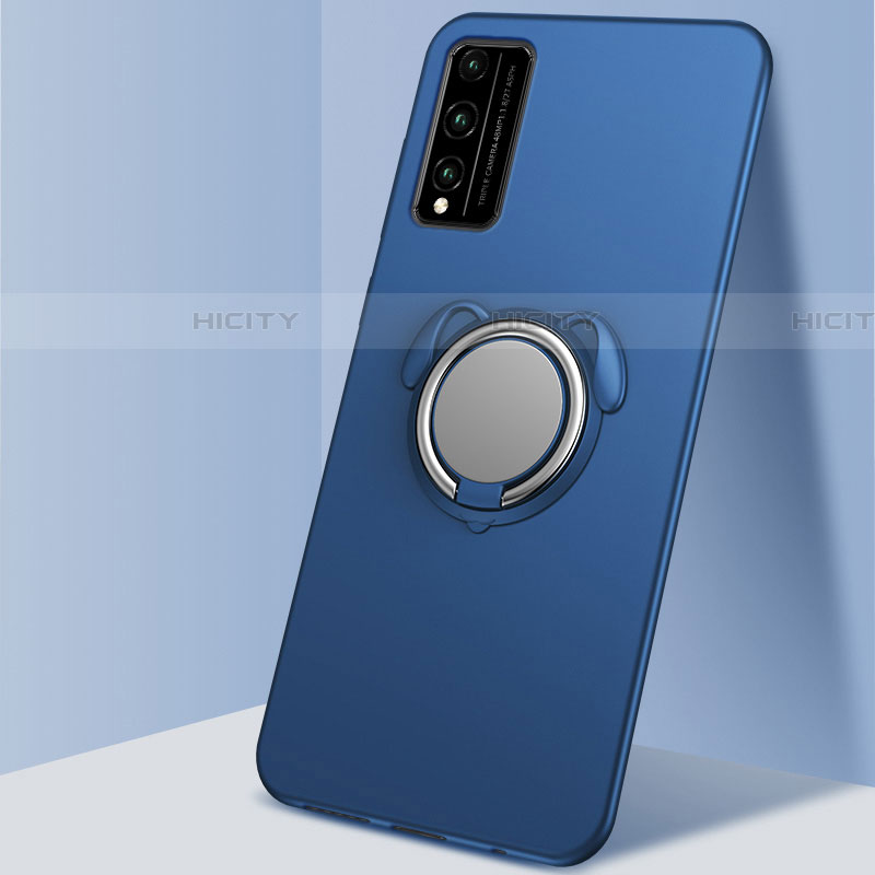 Funda Silicona Carcasa Ultrafina Goma con Magnetico Anillo de dedo Soporte A01 para Huawei Honor Play4T Pro Azul