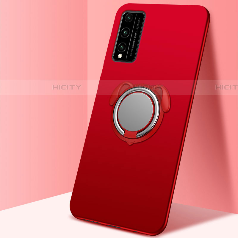 Funda Silicona Carcasa Ultrafina Goma con Magnetico Anillo de dedo Soporte A01 para Huawei Honor Play4T Pro Rojo