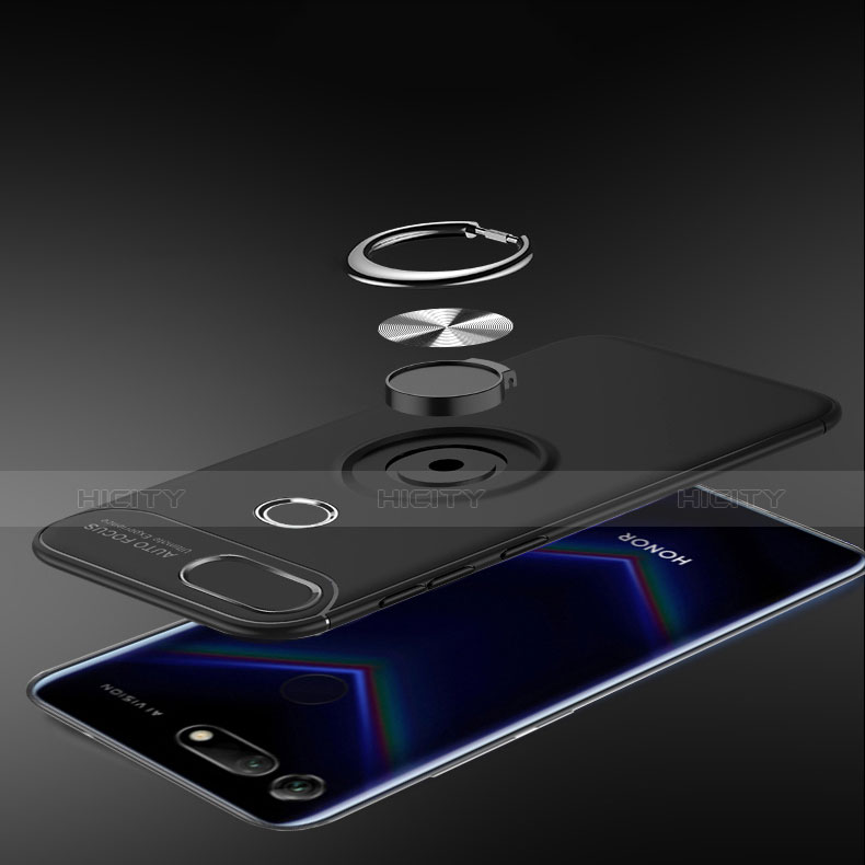 Funda Silicona Carcasa Ultrafina Goma con Magnetico Anillo de dedo Soporte A01 para Huawei Honor V20