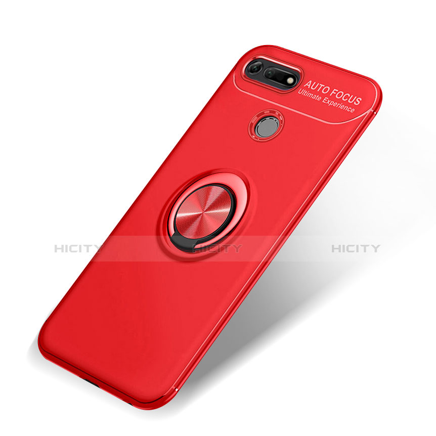 Funda Silicona Carcasa Ultrafina Goma con Magnetico Anillo de dedo Soporte A01 para Huawei Honor V20 Rojo