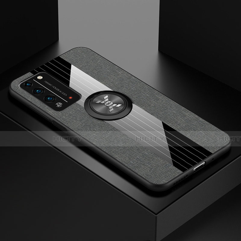 Funda Silicona Carcasa Ultrafina Goma con Magnetico Anillo de dedo Soporte A01 para Huawei Honor X10 5G Gris