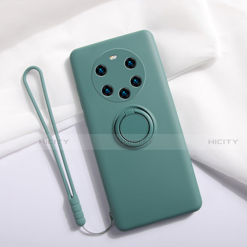 Funda Silicona Carcasa Ultrafina Goma con Magnetico Anillo de dedo Soporte A01 para Huawei Mate 40 Pro+ Plus Verde