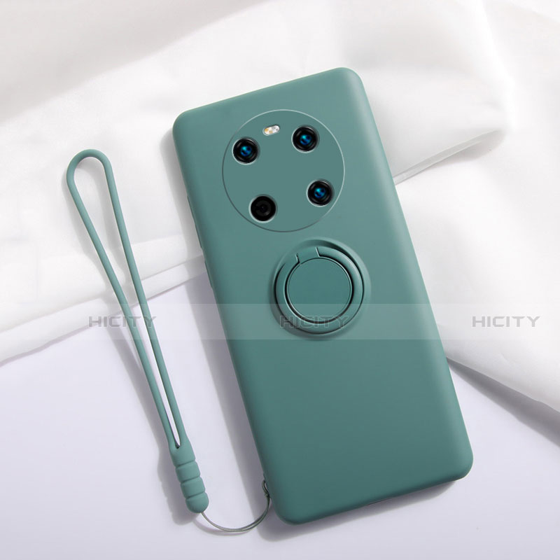 Funda Silicona Carcasa Ultrafina Goma con Magnetico Anillo de dedo Soporte A01 para Huawei Mate 40E 4G Verde