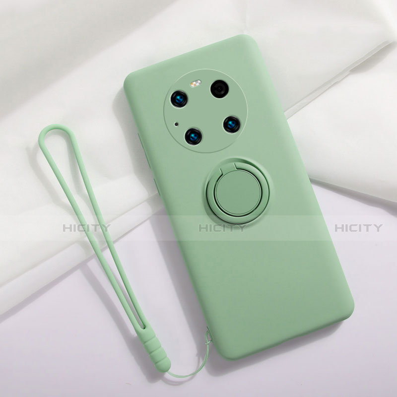 Funda Silicona Carcasa Ultrafina Goma con Magnetico Anillo de dedo Soporte A01 para Huawei Mate 40E Pro 4G Menta Verde