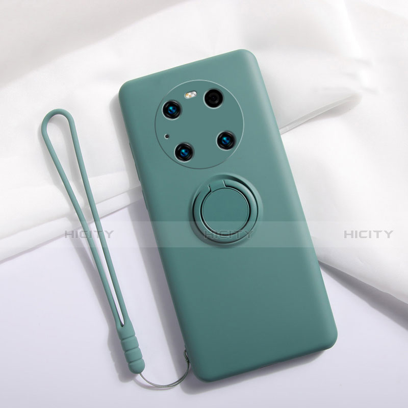 Funda Silicona Carcasa Ultrafina Goma con Magnetico Anillo de dedo Soporte A01 para Huawei Mate 40E Pro 5G Verde Noche