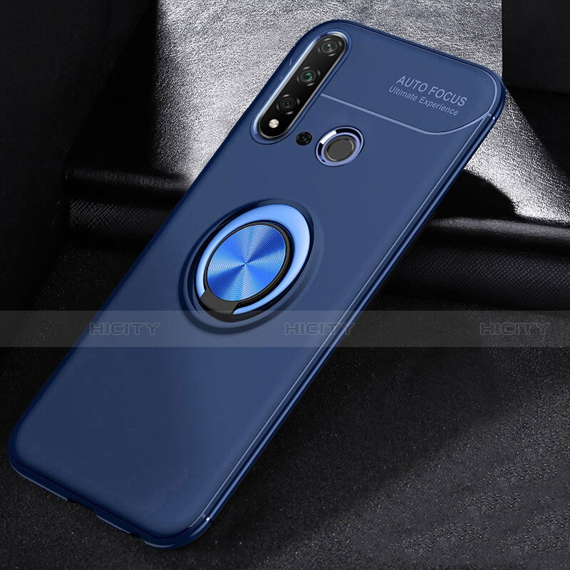 Funda Silicona Carcasa Ultrafina Goma con Magnetico Anillo de dedo Soporte A01 para Huawei Nova 5i Azul