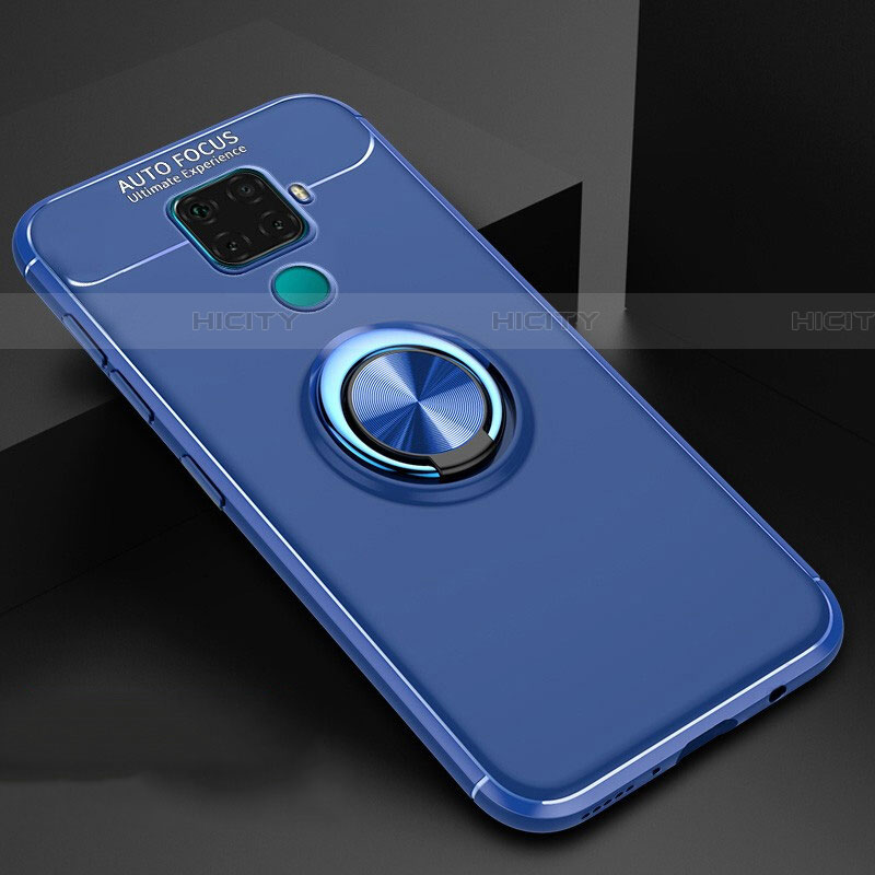 Funda Silicona Carcasa Ultrafina Goma con Magnetico Anillo de dedo Soporte A01 para Huawei Nova 5z Azul