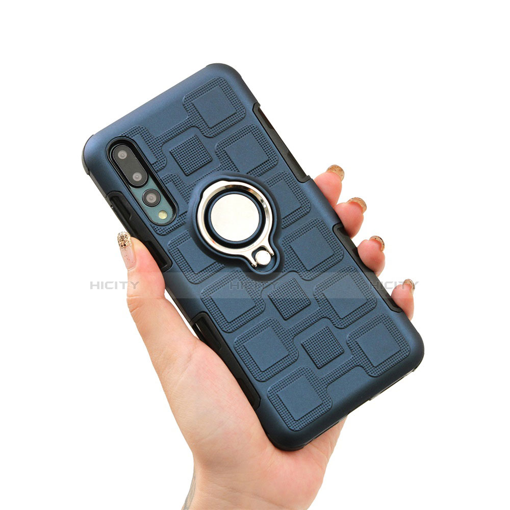 Funda Silicona Carcasa Ultrafina Goma con Magnetico Anillo de dedo Soporte A01 para Huawei P20 Pro