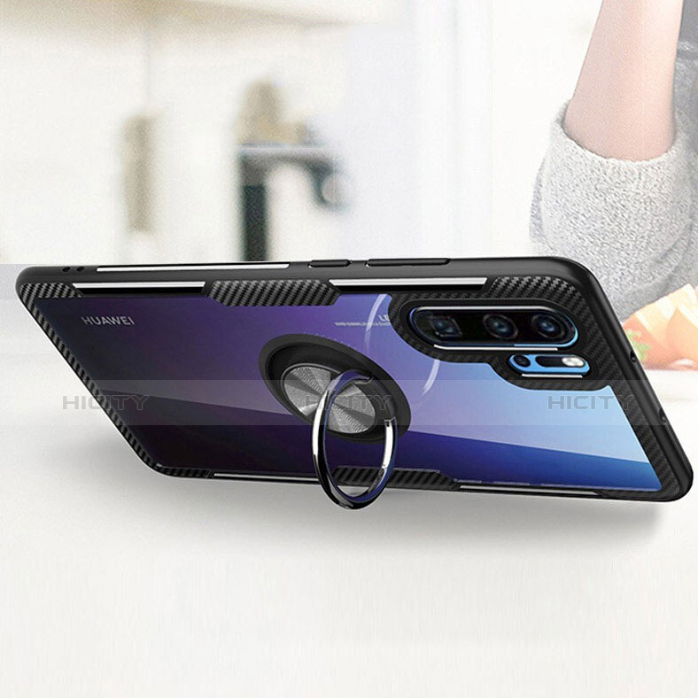 Funda Silicona Carcasa Ultrafina Goma con Magnetico Anillo de dedo Soporte A01 para Huawei P30 Pro New Edition