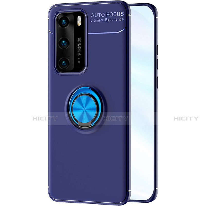 Funda Silicona Carcasa Ultrafina Goma con Magnetico Anillo de dedo Soporte A01 para Huawei P40