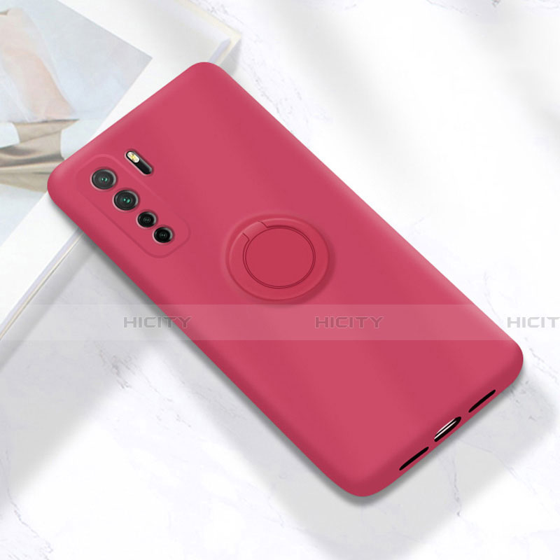 Funda Silicona Carcasa Ultrafina Goma con Magnetico Anillo de dedo Soporte A01 para Huawei P40 Lite 5G