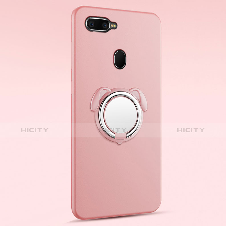 Funda Silicona Carcasa Ultrafina Goma con Magnetico Anillo de dedo Soporte A01 para Oppo A7