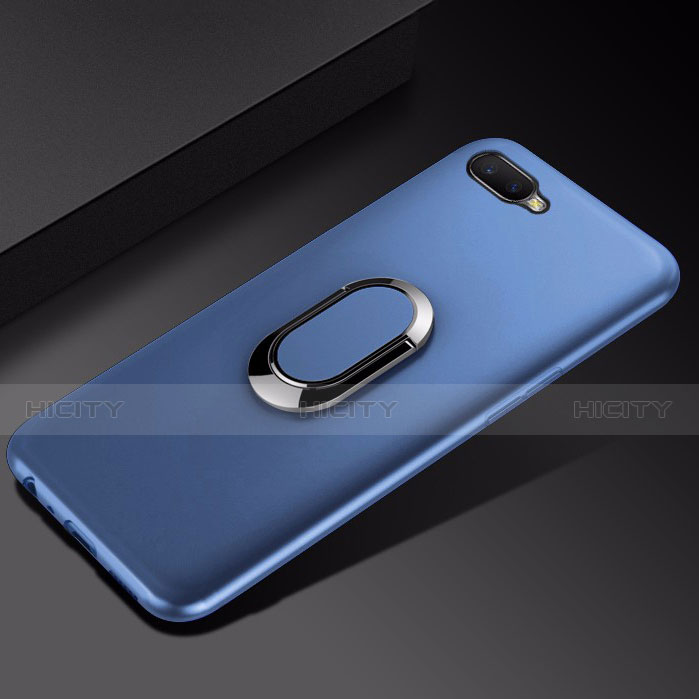 Funda Silicona Carcasa Ultrafina Goma con Magnetico Anillo de dedo Soporte A01 para Oppo R15X Azul