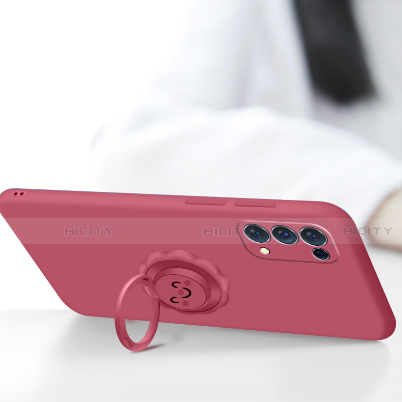 Funda Silicona Carcasa Ultrafina Goma con Magnetico Anillo de dedo Soporte A01 para Oppo Reno5 Pro 5G