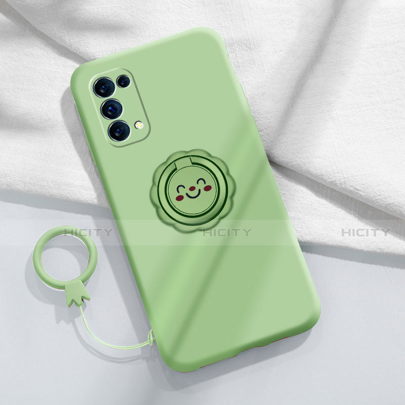 Funda Silicona Carcasa Ultrafina Goma con Magnetico Anillo de dedo Soporte A01 para Oppo Reno5 Pro 5G