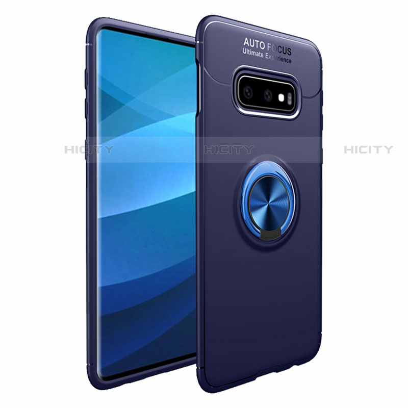 Funda Silicona Carcasa Ultrafina Goma con Magnetico Anillo de dedo Soporte A01 para Samsung Galaxy S10 5G Azul