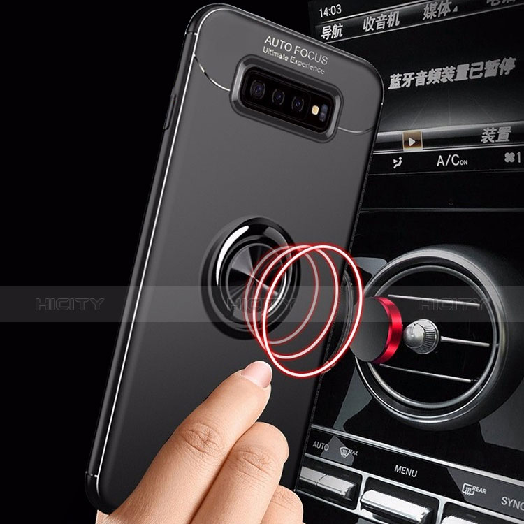 Funda Silicona Carcasa Ultrafina Goma con Magnetico Anillo de dedo Soporte A01 para Samsung Galaxy S10