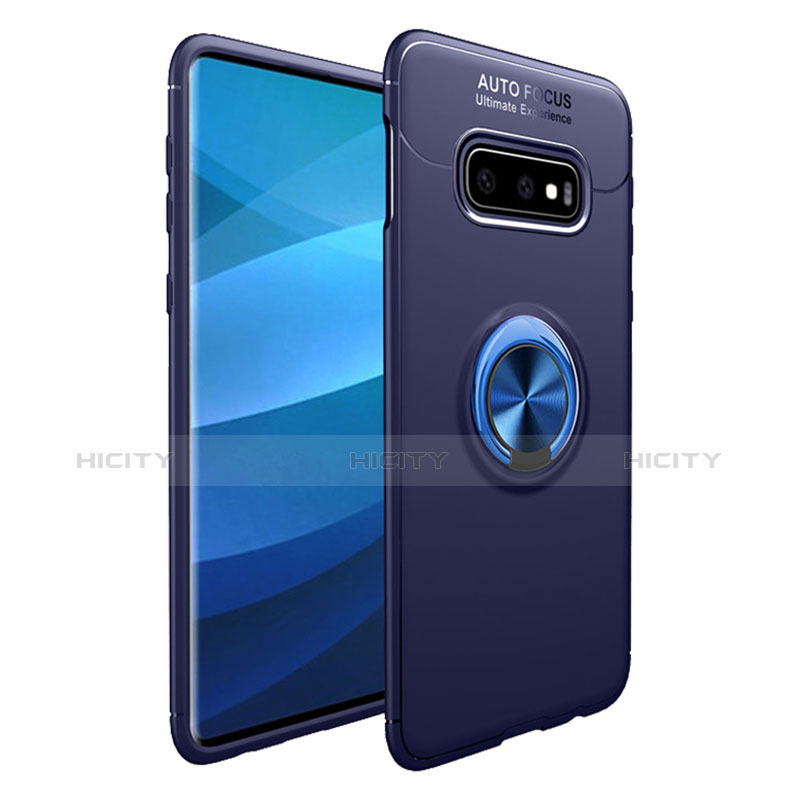Funda Silicona Carcasa Ultrafina Goma con Magnetico Anillo de dedo Soporte A01 para Samsung Galaxy S10 Plus Azul
