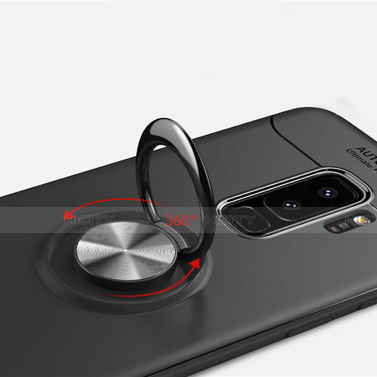 Funda Silicona Carcasa Ultrafina Goma con Magnetico Anillo de dedo Soporte A01 para Samsung Galaxy S9 Plus
