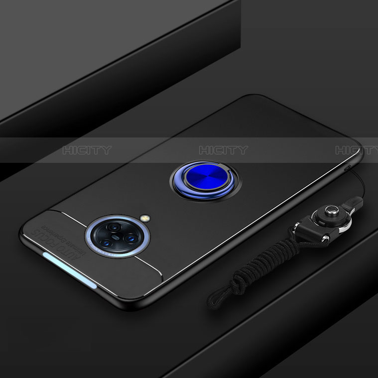 Funda Silicona Carcasa Ultrafina Goma con Magnetico Anillo de dedo Soporte A01 para Vivo Nex 3 5G Azul y Negro
