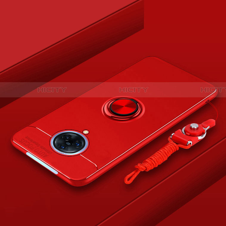 Funda Silicona Carcasa Ultrafina Goma con Magnetico Anillo de dedo Soporte A01 para Vivo Nex 3 5G Rojo