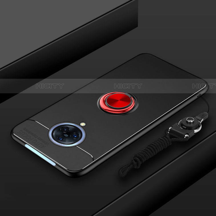 Funda Silicona Carcasa Ultrafina Goma con Magnetico Anillo de dedo Soporte A01 para Vivo Nex 3 5G Rojo y Negro