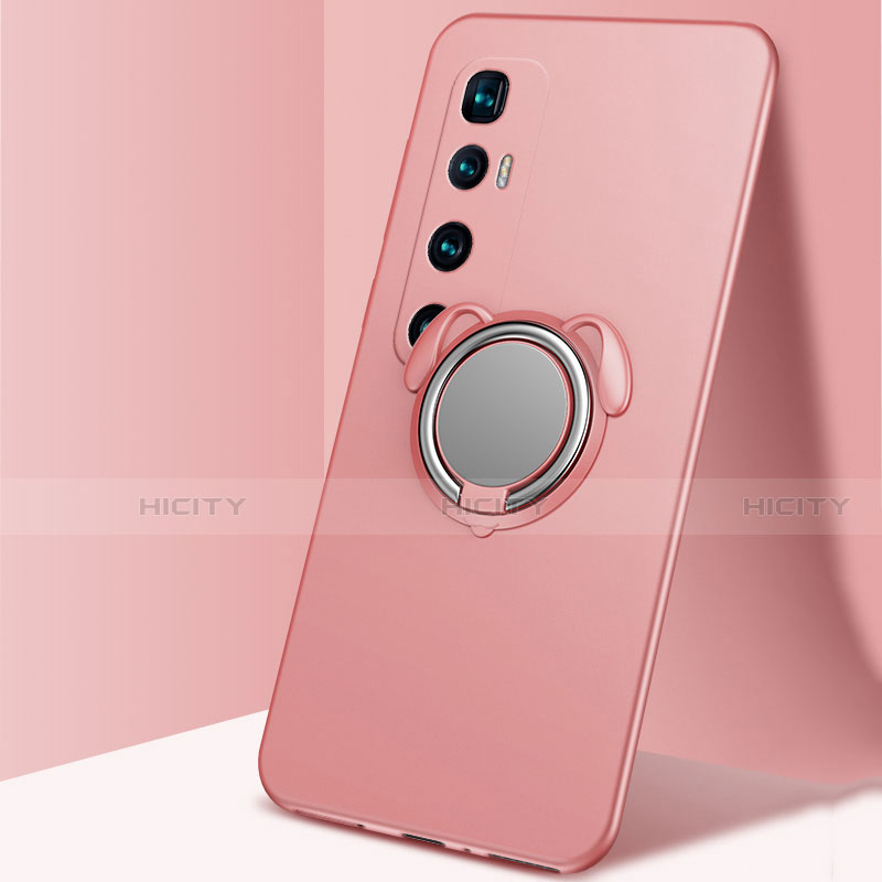 Funda Silicona Carcasa Ultrafina Goma con Magnetico Anillo de dedo Soporte A01 para Xiaomi Mi 10 Ultra Oro Rosa