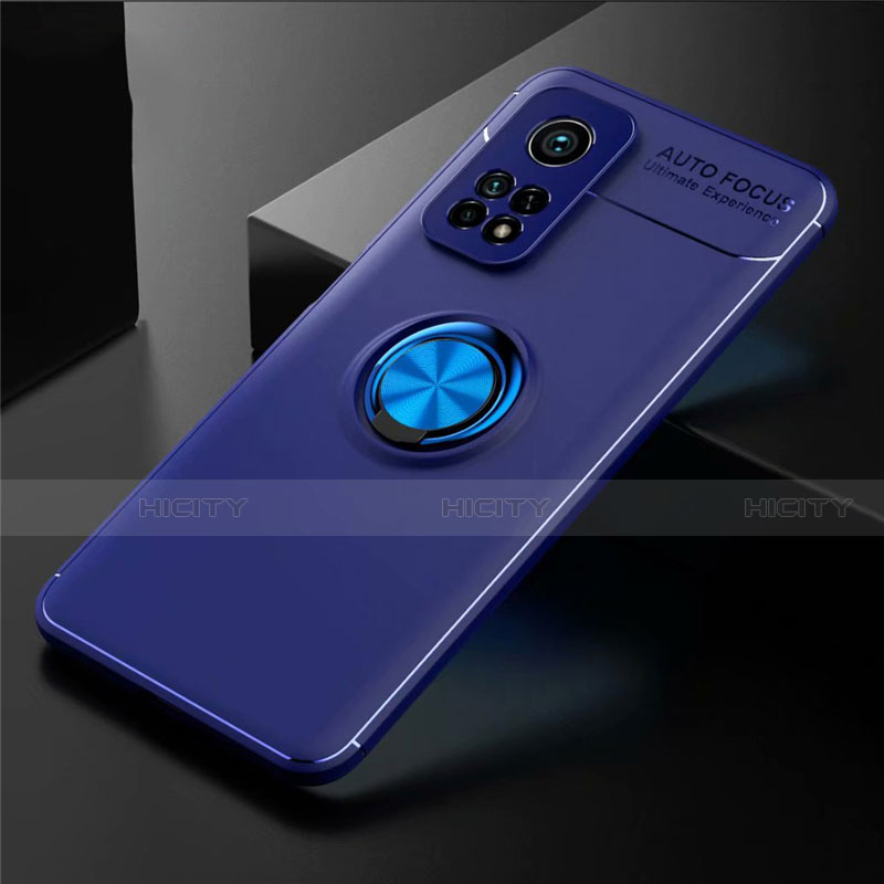 Funda Silicona Carcasa Ultrafina Goma con Magnetico Anillo de dedo Soporte A01 para Xiaomi Mi 10T 5G Azul