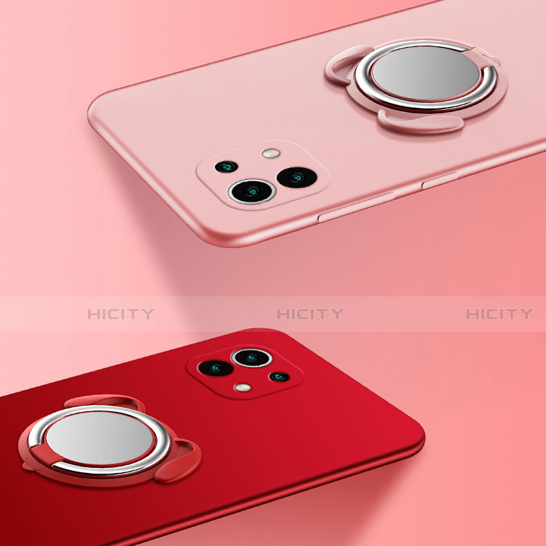 Funda Silicona Carcasa Ultrafina Goma con Magnetico Anillo de dedo Soporte A01 para Xiaomi Mi 11 5G