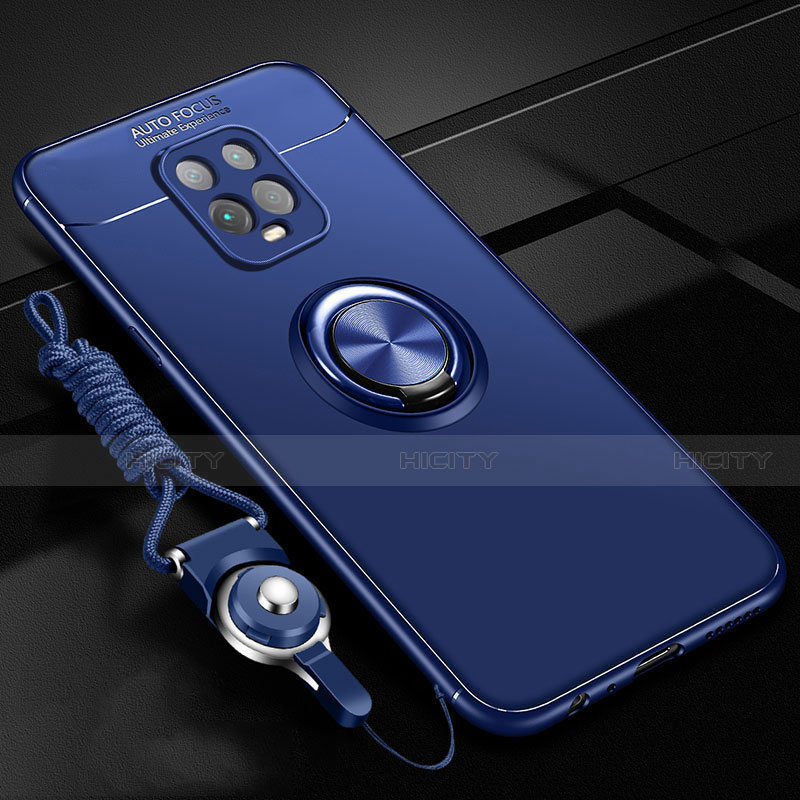 Funda Silicona Carcasa Ultrafina Goma con Magnetico Anillo de dedo Soporte A01 para Xiaomi Redmi 10X 5G Azul