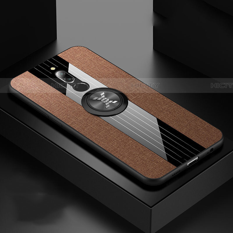 Funda Silicona Carcasa Ultrafina Goma con Magnetico Anillo de dedo Soporte A01 para Xiaomi Redmi 8 Marron