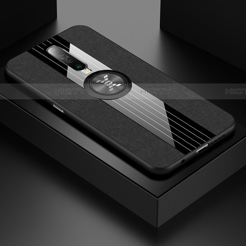 Funda Silicona Carcasa Ultrafina Goma con Magnetico Anillo de dedo Soporte A01 para Xiaomi Redmi K30 5G Negro