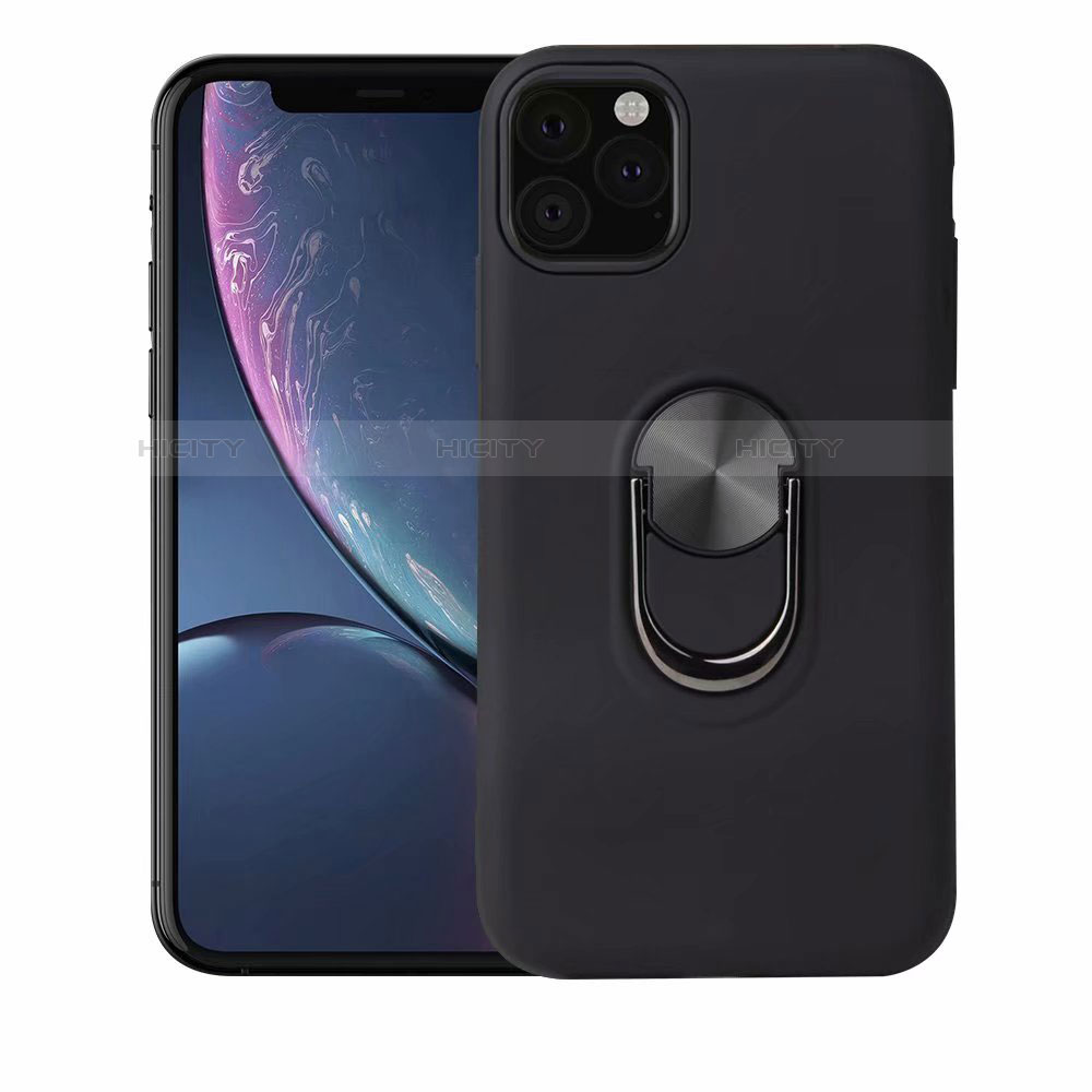 Funda Silicona Carcasa Ultrafina Goma con Magnetico Anillo de dedo Soporte A02 para Apple iPhone 11 Pro Max