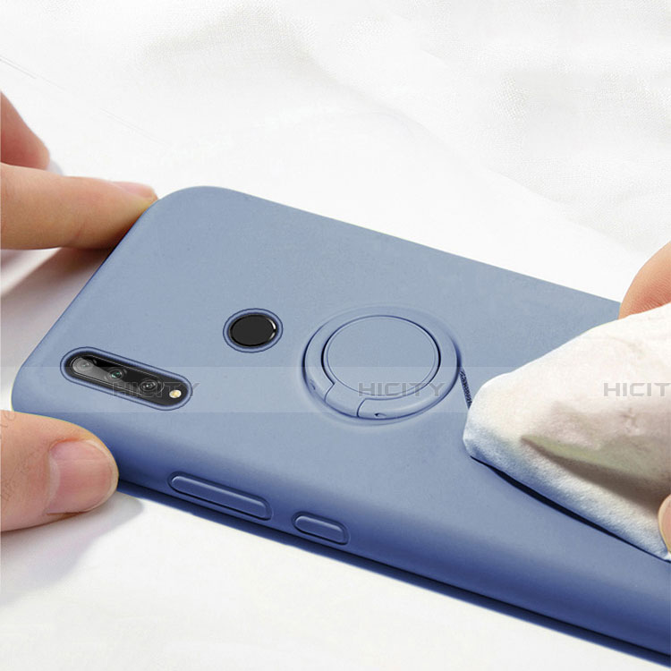 Funda Silicona Carcasa Ultrafina Goma con Magnetico Anillo de dedo Soporte A02 para Huawei Enjoy 10 Plus